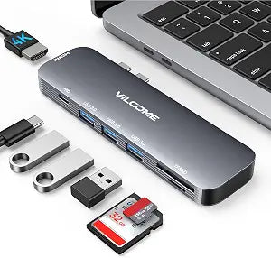 USB C Adapter for MacBook Pro/Air M1 M2 M3 2023 2022 2021 2020 2019, 7-in-2 USB-C Hub MacBook Pro Accessories with Thunderbolt 3 PD Port, 4K@60Hz HDMI, 3 USB 3.0 Ports, TF/SD Card Reader