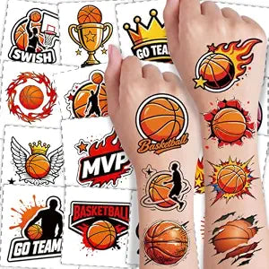 108 Pcs Basketball Temporary Tattoos for Kids Sports Party Favors