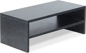 TEAMIX 20 inch Wood Monitor Riser Stand with Keyboard Storage2 Tiers Black