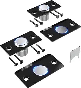 Mousike Door Ball Catch Hardware, Adjustable Hidden Magnetic Ball Catch, Stainless Steel Strike Plate with Strong Suction, Door Ball Catch Replacement for Top of Door(2 Pack, Black)