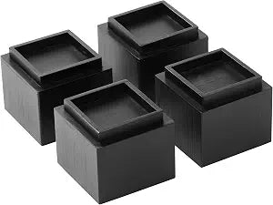 4 Inch Bamboo Bed Risers, Furniture Leg Extenders, 4 Pack Black