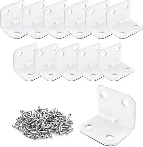 Uenhoy 12 Pcs White Steel L Corner Braces 1"x1" 90 Degree Brackets