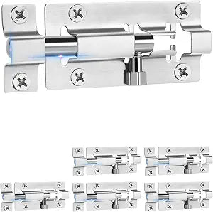 INBOF 6 Pack Barrel Bolt Latch, 3 in Slide Lock, Stainless Steel Door Latch