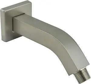Square Shower Arm and Anti-Scratch O-Ring Flange, 6 inch, Solid Brass, Both Soldered 1/2 NPT Tapered Threads, Shower Head Arm, Wall Mount Shower Extension Arm (PVD Brushed Nickel)