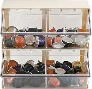 Large Coffee Pod and Tea Bags Organizer with Lid, White