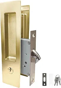 7" Pocket Door Lock with Key Privacy Pocket Door Handles Hardware with Lock