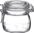 Bormioli Rocco Fido 17.5 Ounce Glass Storage Jars: Airtight Hinged Lid With Leak Proof Gasket, Wide Mouth Food Container - For Zero Waste Air Tight Preserving Jam, Spices, Coffee, Sugar & Herbs
