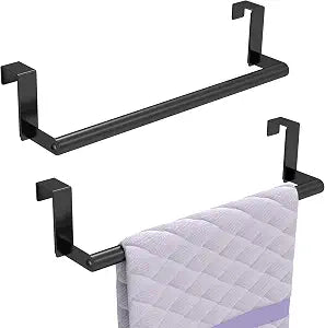 STWWO Over the Door Towel Rack for Kitchen Cabinet Doors, Black