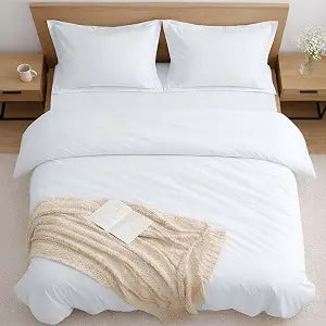 Kotton Culture Pre Washed Microfiber 3 Pc Queen Size Duvet Cover Set Ultra Soft Bedding, Lightweight & Breathable Set-Zipper Closure, 8 Corner Ties & 2 Pillow Shams, Wrinkle & Fade Resistant-White