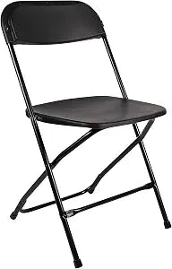 BTEXPERT Black Plastic Folding Chair Steel Frame Commercial High Weight 650lb Capacity Event Chair Lightweight Set for Office Wedding Party Picnic Kitchen Dining Church School