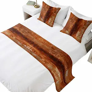 Bed Runner for King Size Bed, Burnt Orange Decorative Beds Runners and 2 Matching Pillow Covers Set, Retro Oil Painting Modern Abstract Art Aesthetics Beds Scarf Throw for Foot of Bedding Set