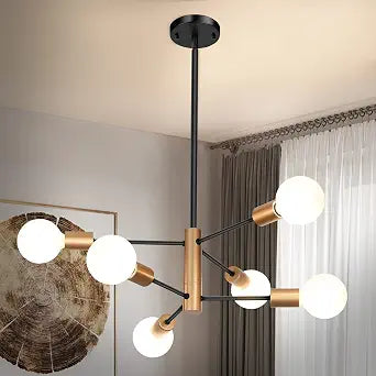 Sheetea Modern Chandelier, Dining Room Light Fixture Black and Gold