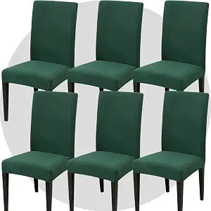 Stretch Chair Covers Slipcovers Set of 6 Dark Green Stretchable Dining Chair Slipcover Washable Removable for Kitchen,Hotel,Restaurant