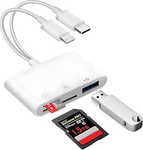 PIYILO SD Card Read for iPhone, USB C Micro SD Card Adapter, Memory Card Reader for Digital Camera, TF Card Trail Camera Viewer, Compatible with iPhone16, MacBook, Laptop, PC, Android
