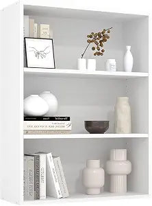 Simple Deluxe Industrial 3-Tier Shelf Bookcase - 9.2" D x 23.8" W x 31.5" H Tall Floor Standing Open Bookshelf for Home Office, Living Room, and Bedroom Storage, White