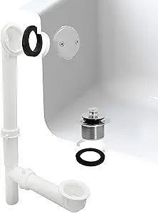 Westbrass Y594244CP White Tubular Twist & Close Bath Waste and Overflow Assembly, Polished Chrome