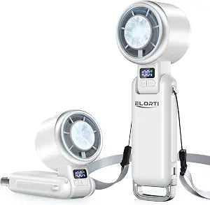 Portable Fan, Handheld Fan with Turbo & Ice Cooling, White