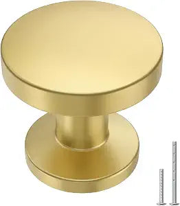 Goldenwarm 10 Pack Brushed Brass Cabinet Knobs Round Gold Drawer Knobs