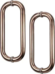 uxcell 2 Pcs Shower Door Pull, 11" Hole Center Back to Back Glass Door Handle 304 Stainless Steel Tubular Door Knob Fit for 1/4" to 9/16" Thickness Glass, Gold