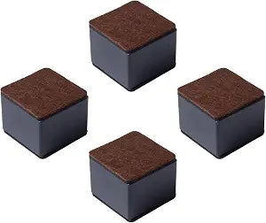 4-Pack Black Square Furniture Risers (2.36x2.36x1.96 Inch) - Self-Adhesive Height Extenders for Tables, Beds & Cabinets with Felt Pads