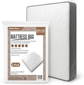 King/California King Plastic Mattress Bag for Moving and Disposal, 1-Pack