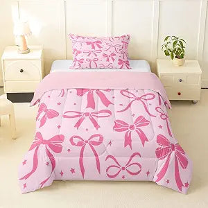 Feelyou Bowknot Comforter Set Twin Size 2 Pcs Kids Boys Girls