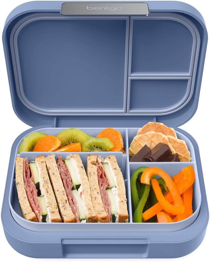Bentgo Modern - Leak-Resistant Bento Lunch Box For Adults, Teens, & Larger Appetites; Reusable BPA-Free Meal Prep Container with 3 or 4 Compartments, Dishwasher/Microwave Safe; 5 Cups (Dusk Blue)