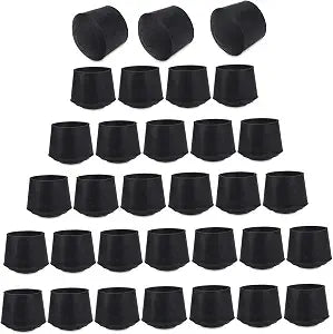 CBtone 32 pcs 7/8" Round Rubber Chair Leg Caps, Non-Slip Chair Leg Floor Protectors Reduce Noise Folding Metal Chair Leg Tip Replacement for Outdoor, Floors, Furniture Foot Covers, Black