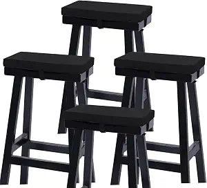 baibu Memory Foam Saddle Stool Cushions, 18 x 9.5 x 1.5 Inch, 4 Pack, Black