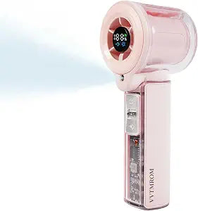 Portable Handheld Fan with Mist Spray, Toggle Button, LED Display