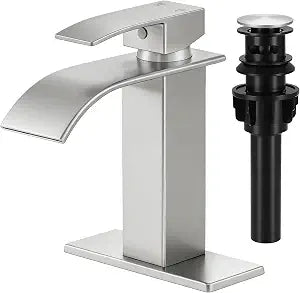 Bathroom Faucet Brushed Nickel Waterfall Single Handle Vanity Faucet