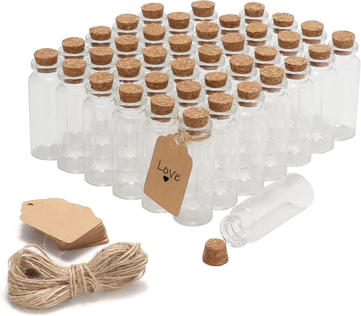 50 Pcs 20ml Mini Glass Bottles with Cork Stoppers,Small Vials Bottles