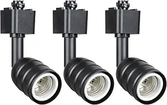 Mecgirn H Track Lighting Heads E26 Base, Black Halo Track Light Fixtures, Adjustable Rotatable Track Lights, 3 Pack