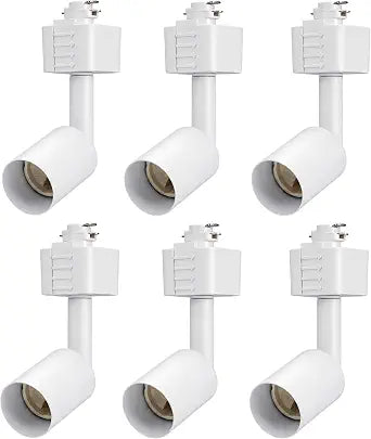 CLOUDY BAY [6 Pack] H Type Track Lighting Heads to Gu10 Base Socket Light Direction Adjustable,White