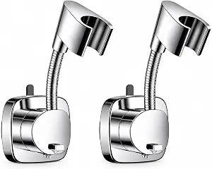 2 Pack Shower Head Holder with Suction Cup, Adjustable 360 Degree Handheld Shower Head Bracket, Wall Mounted Removable Shower Sprayer Holder for Bathroom, No Drill Installation