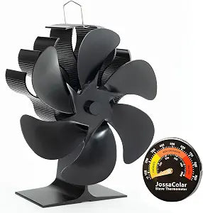 JossaColar Wood Stove Fan Heat Powered Fireplace Fan Non Electric, Thermal Fan for Wood Burning Stove/Log Burner, w/Stove Accessories Thermometer