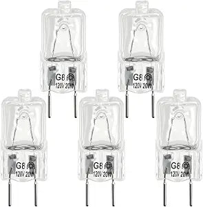 5 Pcs Appliance Light Bulb G8 LED 20W, 120V G8 Base Bi-Pin Halogen Replacement for Microwave Oven Light and Under Cabinet Lighting, High Temperature Resistant Bulbs