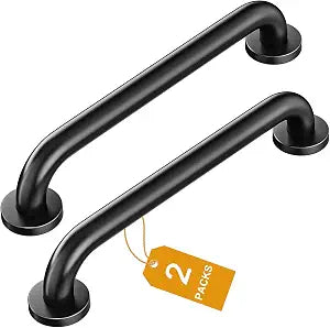 FANHAO 2 Pack Shower Grab Bar, 16 Inch Stainless Steel Bathroom Grab Bar Handicap Bars, Heavy Duty Shower Handle Bath Handle, Safety Bars for Seniors, Elderly or Handicapped (Matte Black)