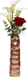 Large Decorative Modern Metal Honeycomb Design Table Flower Vase in Gold, 15-Inch Height, Stylish Contemporary Centerpiece for Dining Room, Living Room