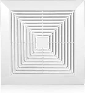 GALPADA Bathroom Exhaust Fan Cover White Square Ceiling Fan Grille Replacement Ventilation Air Vent Covers Wall Mount Abs Plastic Metal Springs Minimalist Decor Parts Accessories Indoors 14 inches