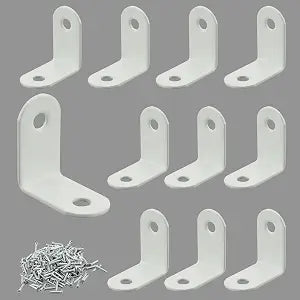 Alise 10PCS 1.2x1.2in White Small L Bracket Corner Brace for Wood Furniture