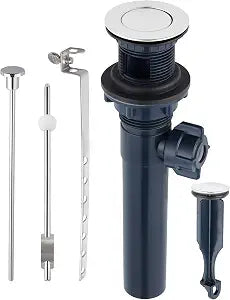 Hygie Rinse Universal Bathroom Sink Drain Stopper with Lift Rod, Chrome
