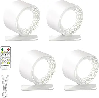 Rechargeable Wall Sconce, 360 Magnetic Dimmable LED Light,White-4PC