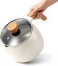 Ceramic Small Sauce Pot with Lid & Pour Spout, 2.5 QT Milk/Soup Pan