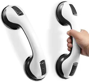 Grab Bars for Bathtubs and Showers, Zynuhmo 2 Pack 12 Inch Strong Suction Safety Bathroom Grab Bars for Shower Chair, Handicap Injury Elderly Senior Pregnant Assist Support Shower Handle(White/Black)