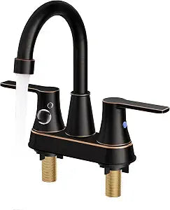 Bathroom Faucets for Sink 3 Hole, 4 inch Oil Rubbed Bronze 2 Handle Sink Faucet for Lavatory, Washbasin, Vanity, Commercial, Centerest Faucet with Deck, Pop-up Drain and Supply Hoses