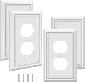 Natural Bamboo Fiber Single Duplex Outlet Cover Plate 4-Pack White