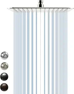 SR SUN RISE 12 Inch Rain Shower Head, High Pressure Rainfall Showerhead Large Waterfall Shower Head Ultra Thin Water Saving, Brushed Nickel 304 Stainless Steel