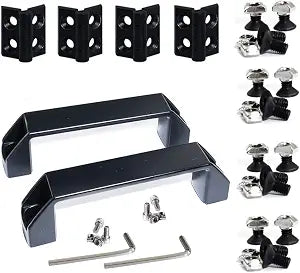KOOTANS 2 Sets 2020 Series Door Handle and Frame Hinges Install Kit for 20x20 Aluminum Extrusion Profile Slot 6mm-4pcs Zinc Alloy Hinges, 2pcs Aluminum Handles with T-Nuts Hex Screws Wrench