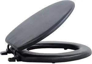 Soft Elongated Vinyl Toilet Seat, Black, 19 in